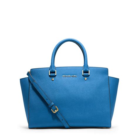 michael michael kors selma medium satchel heritage blue|Michael Kors selma bag.